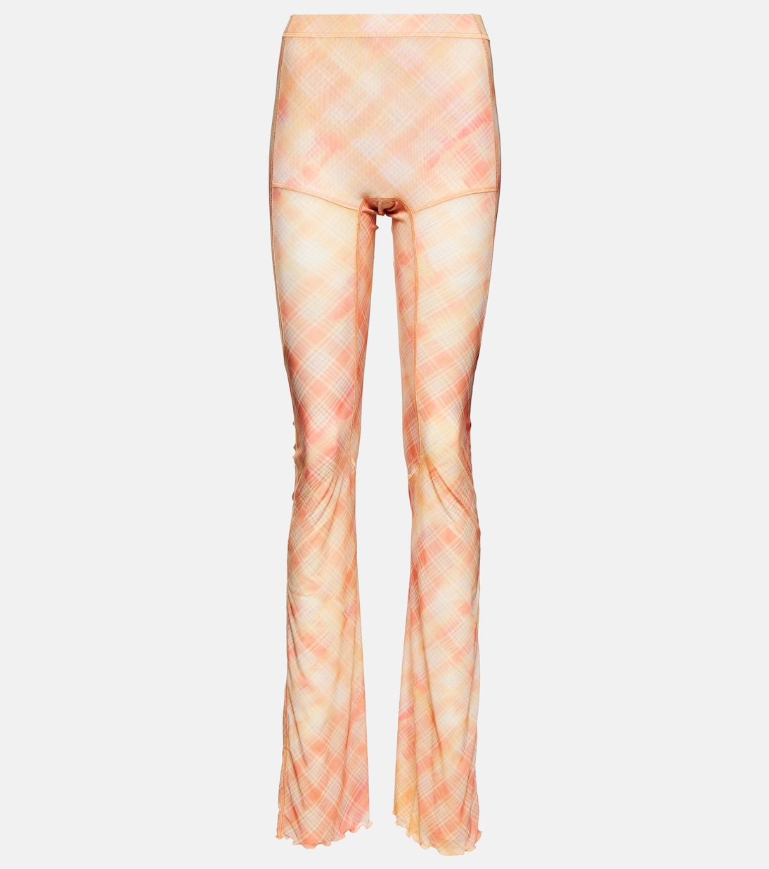 

Клетчатые расклешенные леггинсы с высокой талией KNWLS, Peach Bleach