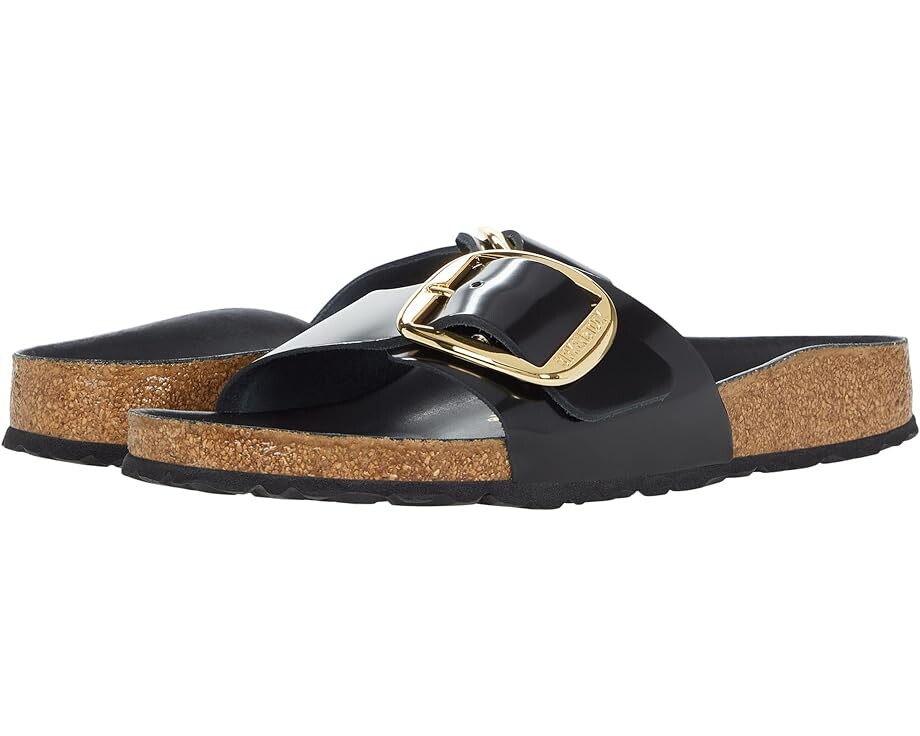 

Сандалии Birkenstock Madrid Big Buckle High Shine, цвет High Shine Black Leather