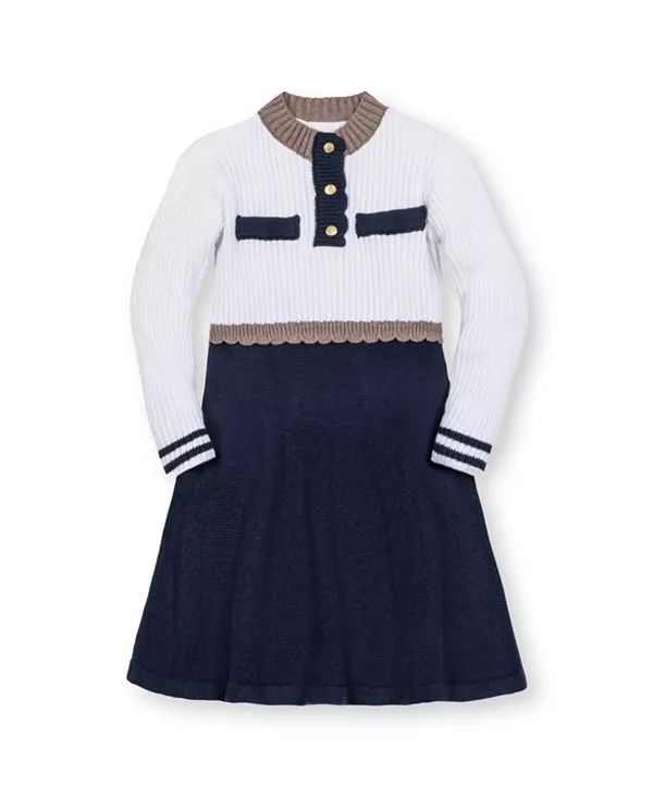 

Детское органическое платье-свитер с воротником-стойкой - для малышек и девочек постарше. Hope & Henry, синий