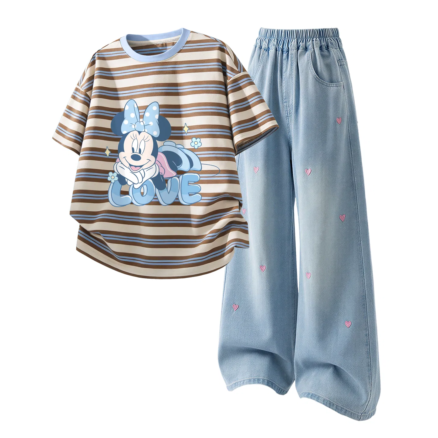 Детский спортивный костюм Casual Sportswear 2 Piece Set Disney, Di L Playful Blue Coffee+Solid Color Denim Light Blue — фото 4