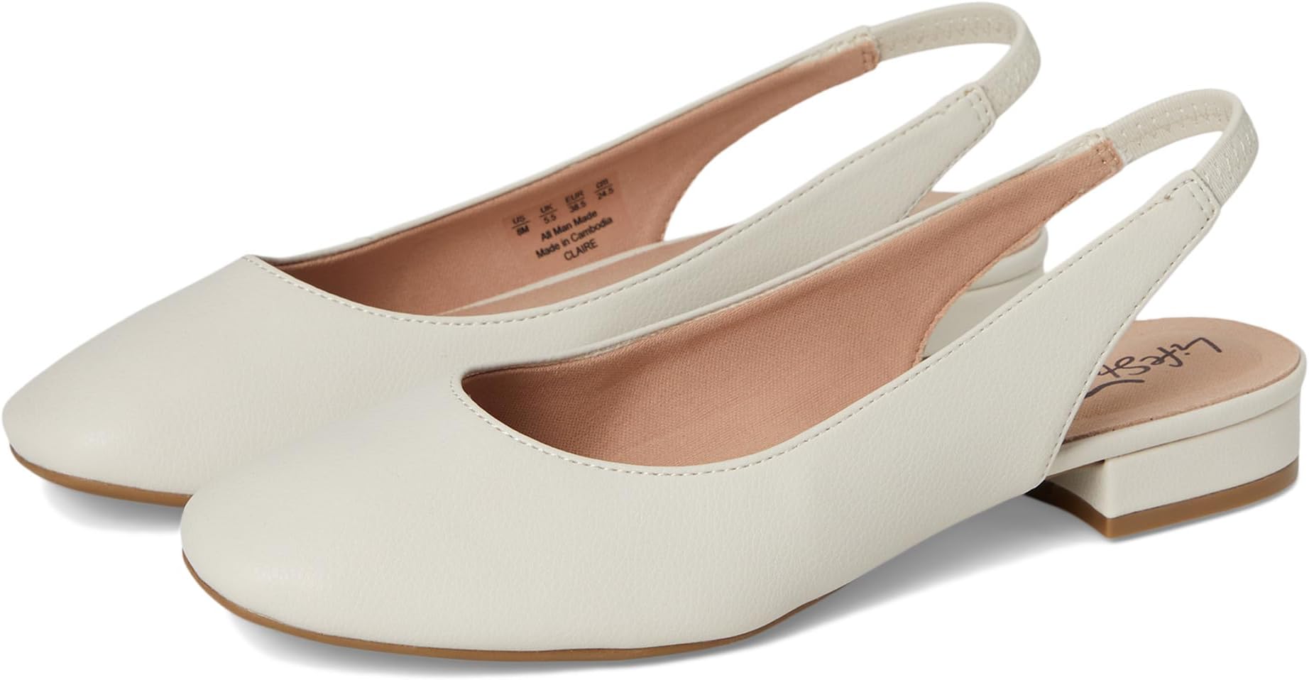 Балетки LifeStride Claire Slingback Ballet Flats, Bone