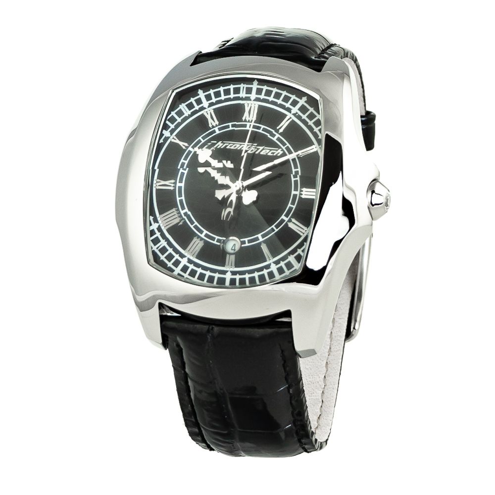 

Черные кожаные часы Chronotech