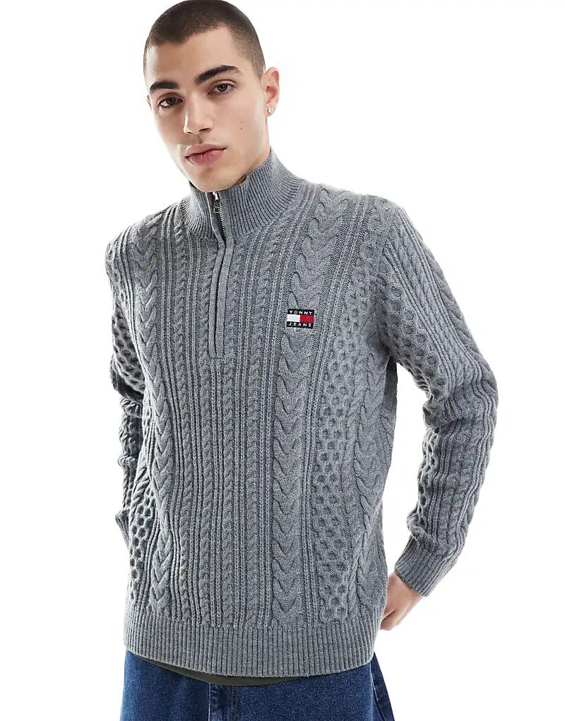 

Джемпер с застежкой-молнией 1/4 спицами серого цвета Tommy Jeans