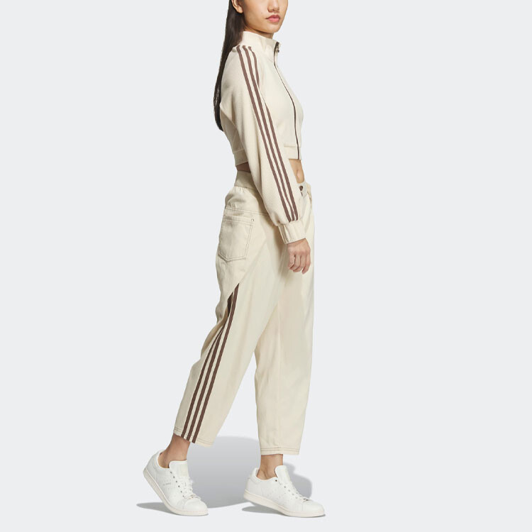 Трикотажные спортивные штаны женские бежевые Adidas Originals — фото 4