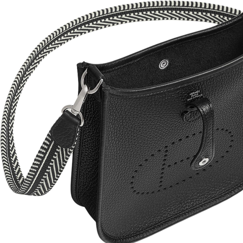 HERMES Сумка через плечо Evelyne Clemence Calfskin, женская, черная — фото 4