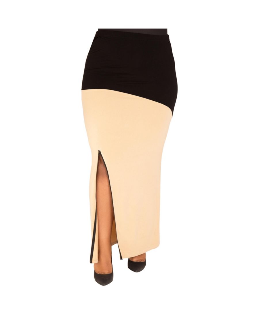 

Длинная юбка-макси на молнии с разрезами, больших размеров Poetic Justice, Champagne