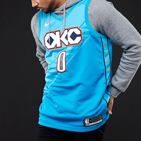 Майка Nike NBA Russell Westbrook City Edition (Oklahoma City Thunder) Swingman Jersey Blue, синий — фото 4