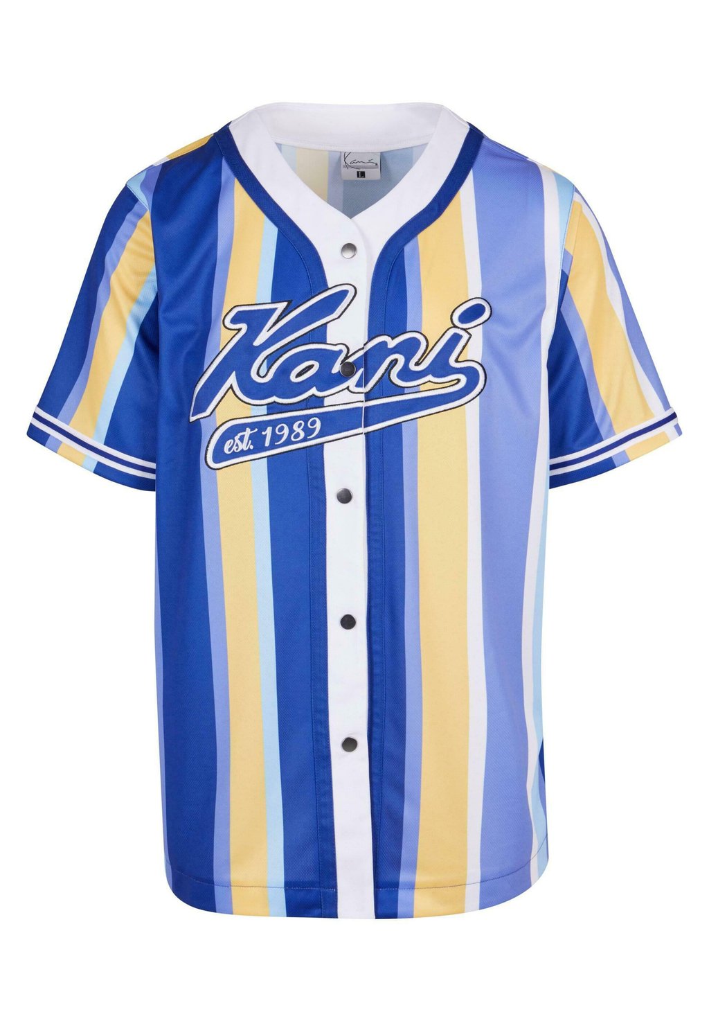 

Рубашка Varsity Striped Baseball Karl Kani, темно-сиренево-желтая