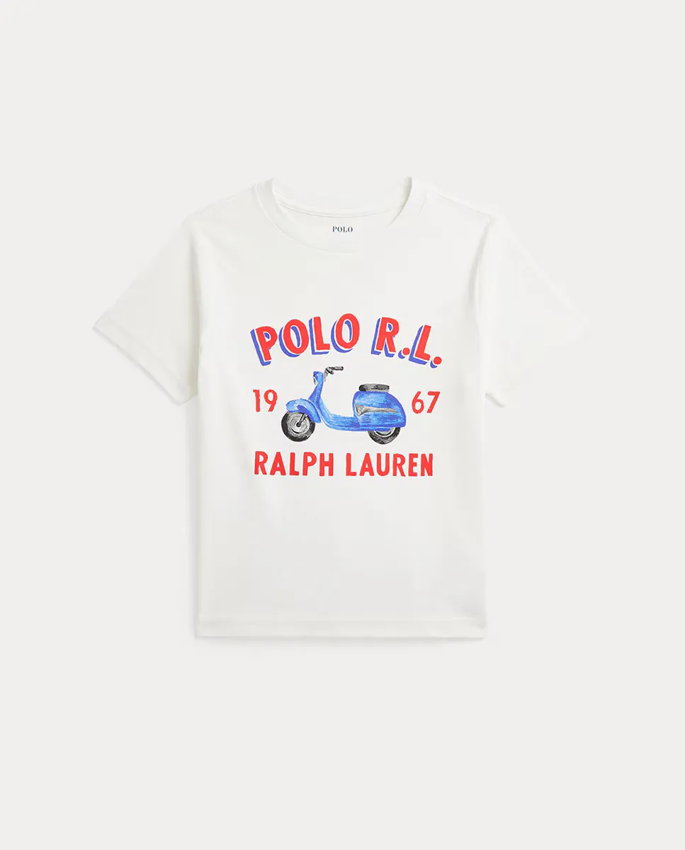 

Футболка из хлопка для мальчиков с мотивом спереди Polo Ralph Lauren, белый