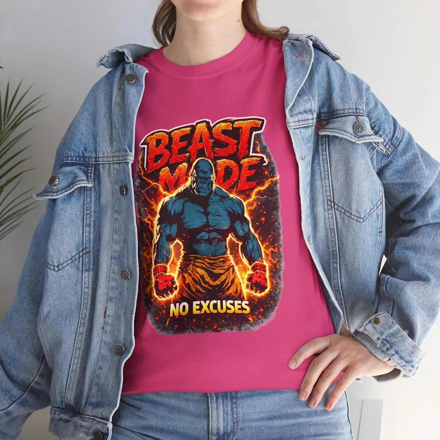 Футболка Beast Mode No Excuses, Heliconia — фото 3
