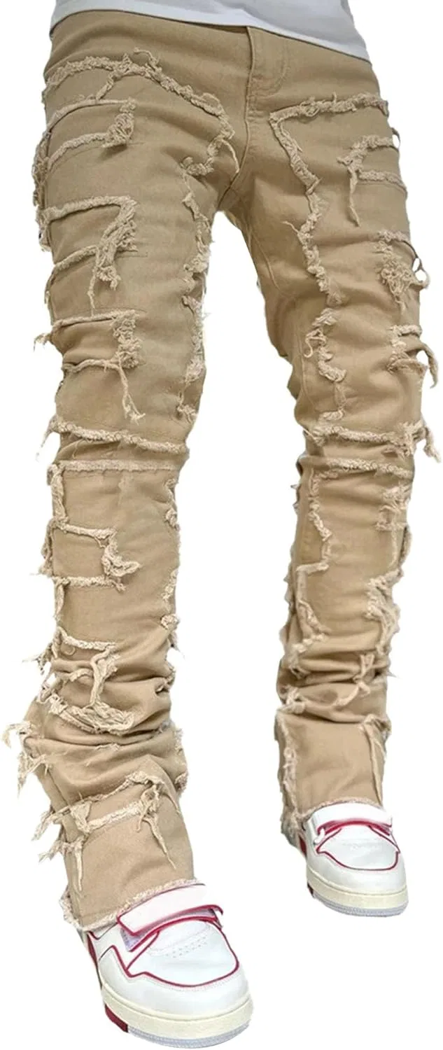 Джинсы скинни, рваные, Хаки