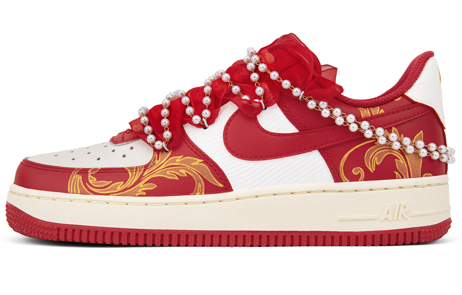 

Кроссовки Nike Air Force 1 Skateboarding Shoes Unisex Low-top White, белый/красный