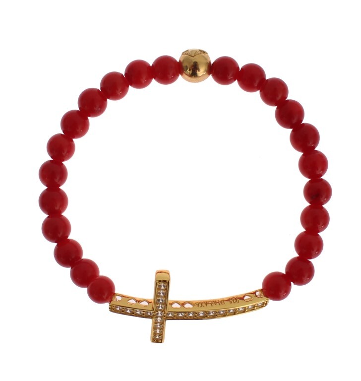 

Элегантный браслет из золотых и красных коралловых бусин Nialaya Jewelry, красный