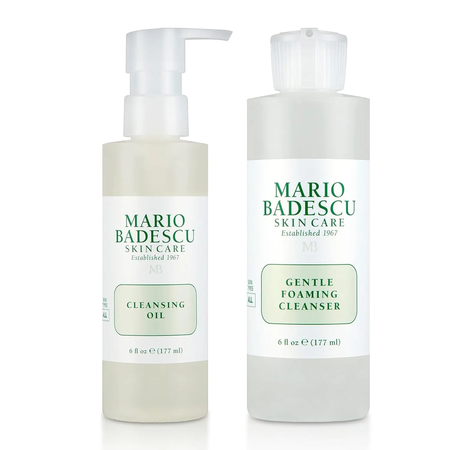 Набор для двойного очищения кожи Mario Badescu - очищающее масло и нежная пенка для умывания для всех типов кожи - легкое масло для снятия макияжа и средство для глубокого очищения лица, Black