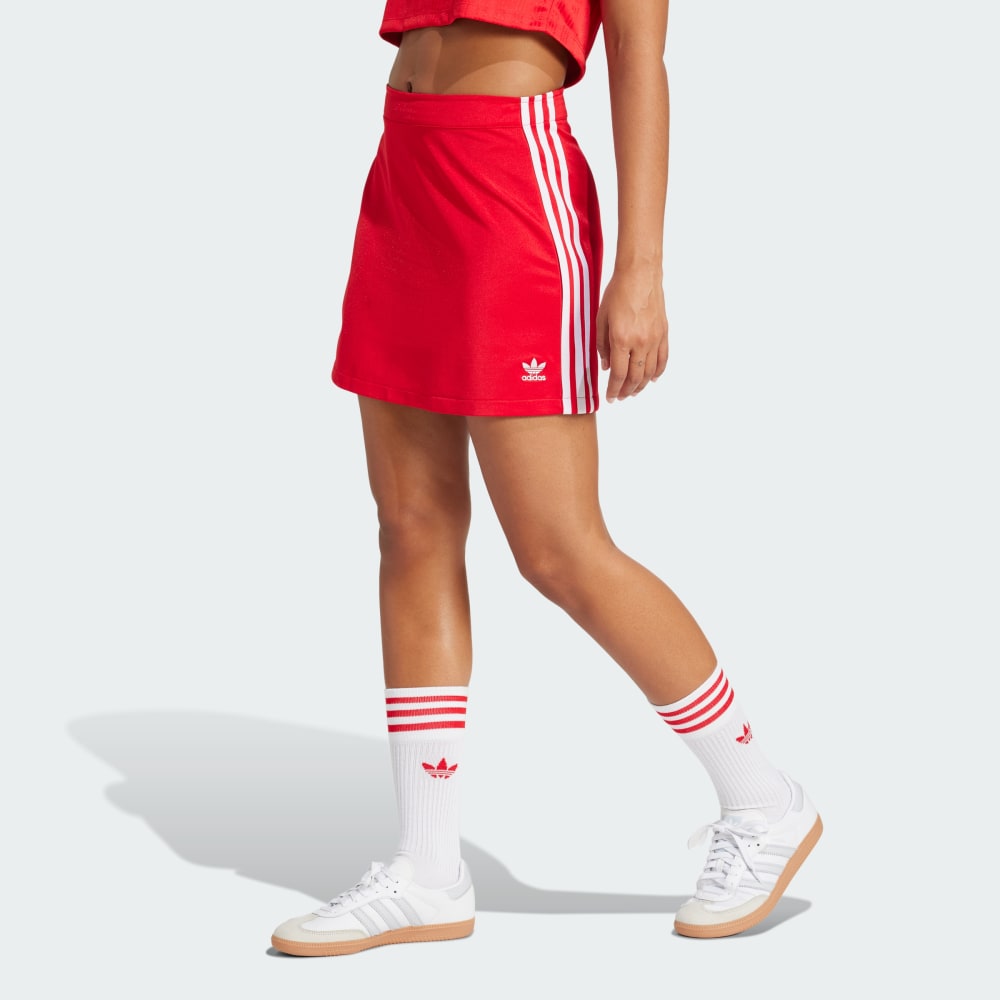 

Юбка Adidas Adicolor 3-Stripes Mini Skirt, цвет Better Scarlet/White