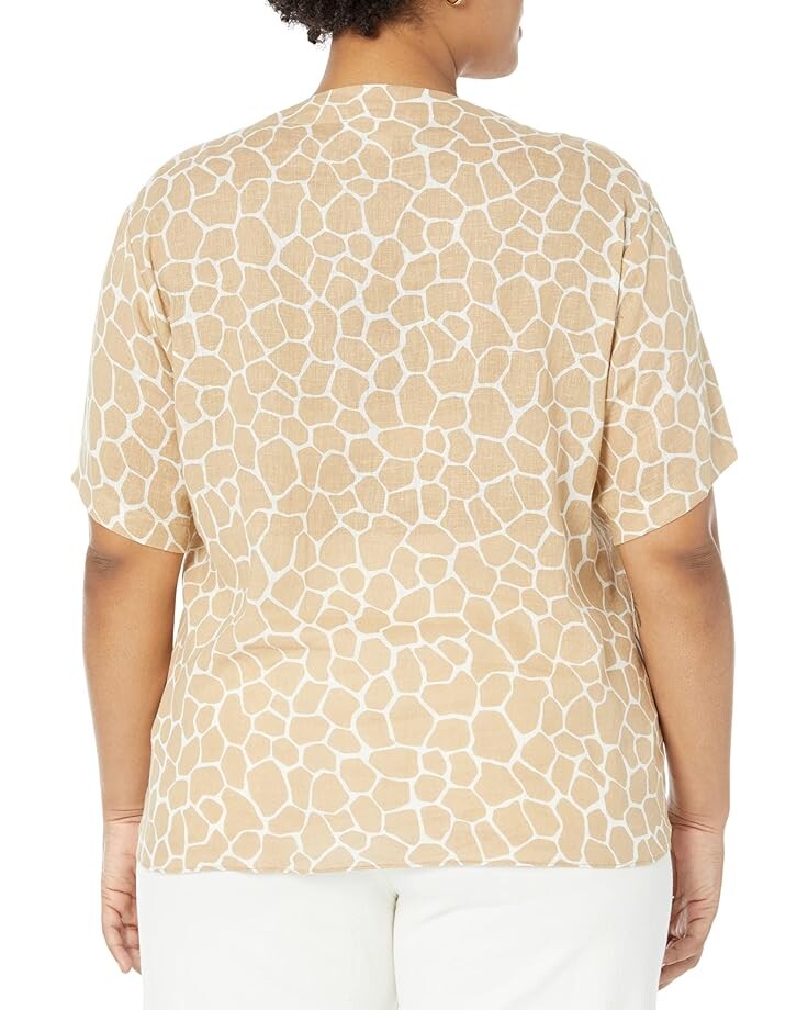 

Топ Michael Kors Plus Size Giraffe Grommet Neck Top, хаки