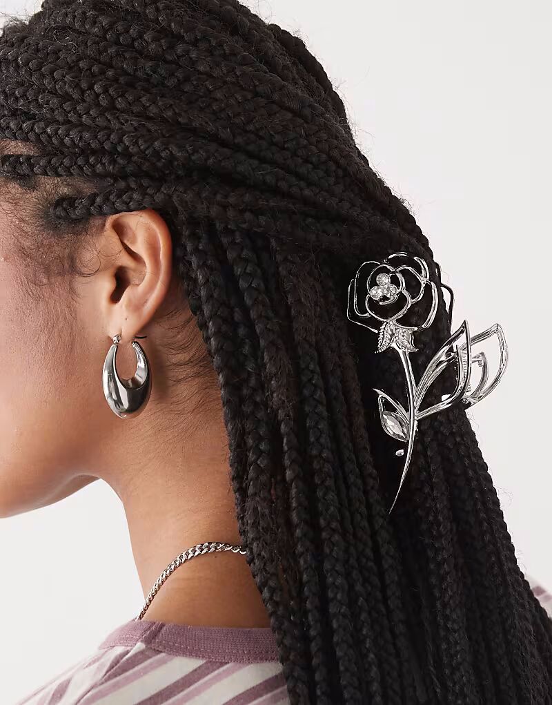 

Реставрированная винтажная металлическая заколка для волос с цветочным узором Reclaimed Vintage