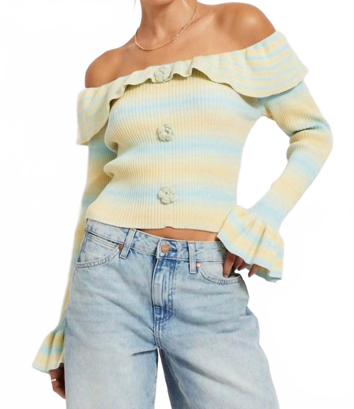 

Синий свитер с открытыми плечами «Мохито» в разноцветном цвете Illa Illa, Multicolor