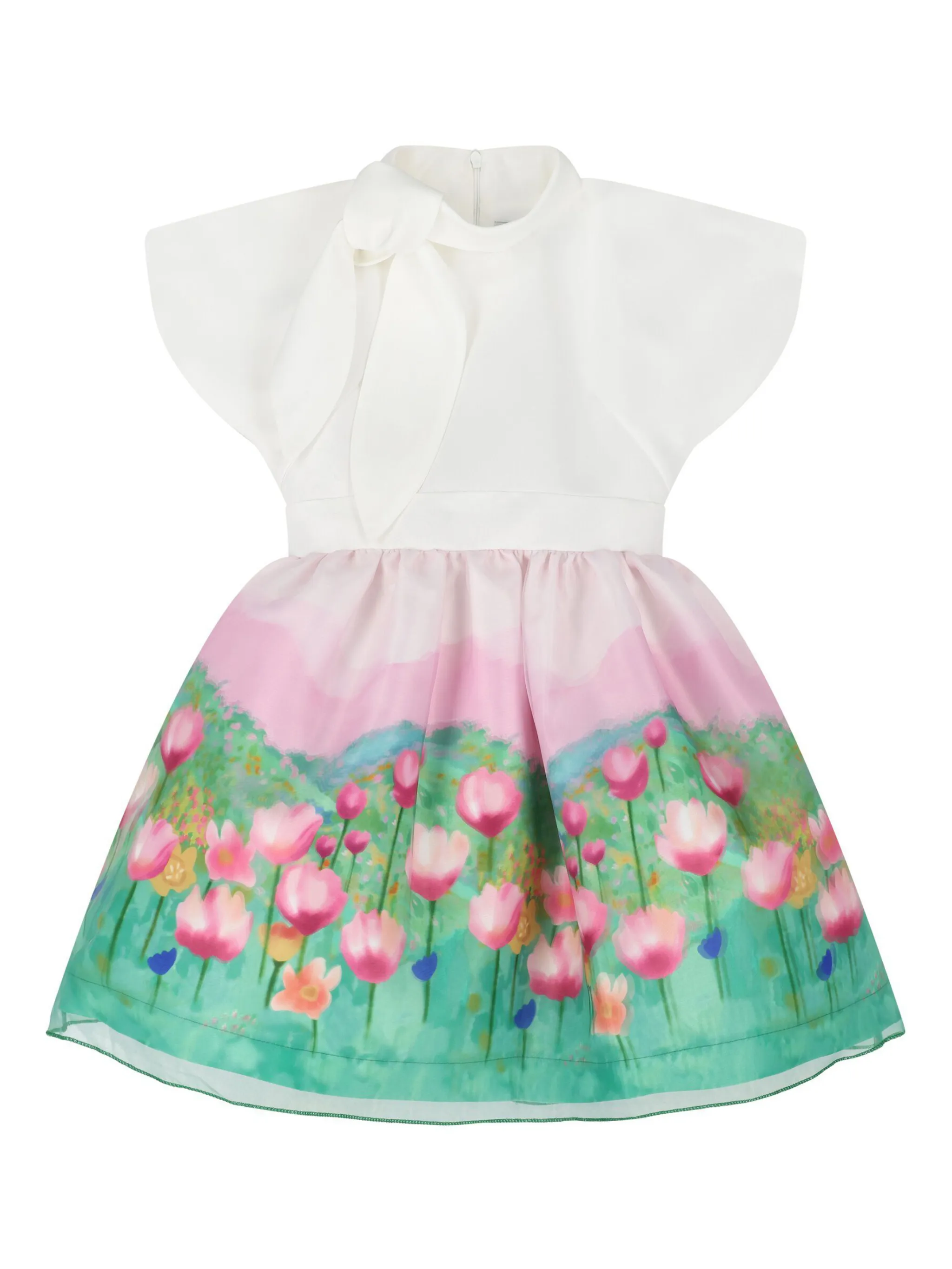 

Платье в цветочек с галстуком Mama Luma Kids, белый