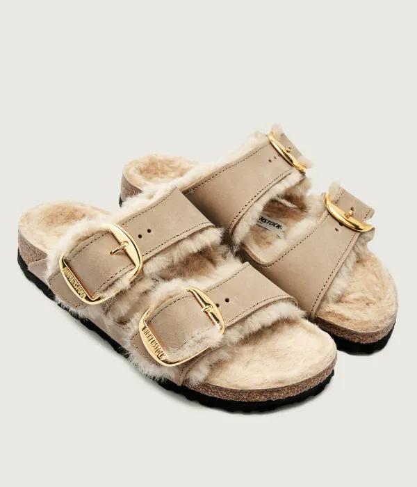 Тапочки из овчины Arizona BB Narrow fit Birkenstock, бежевый — фото 2