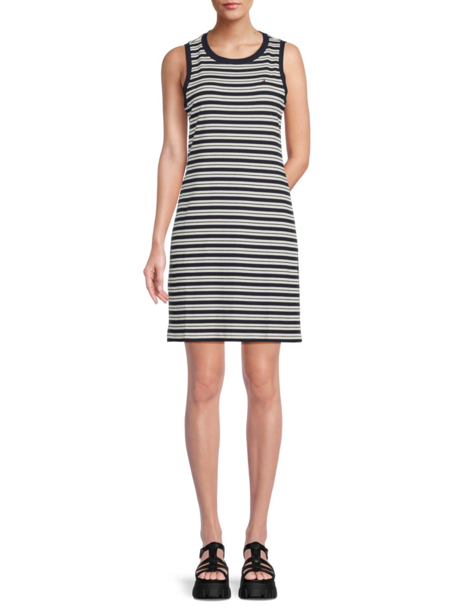

Мини-платье из хлопковой смеси в полоску Tommy Hilfiger, цвет Navy Multicolor