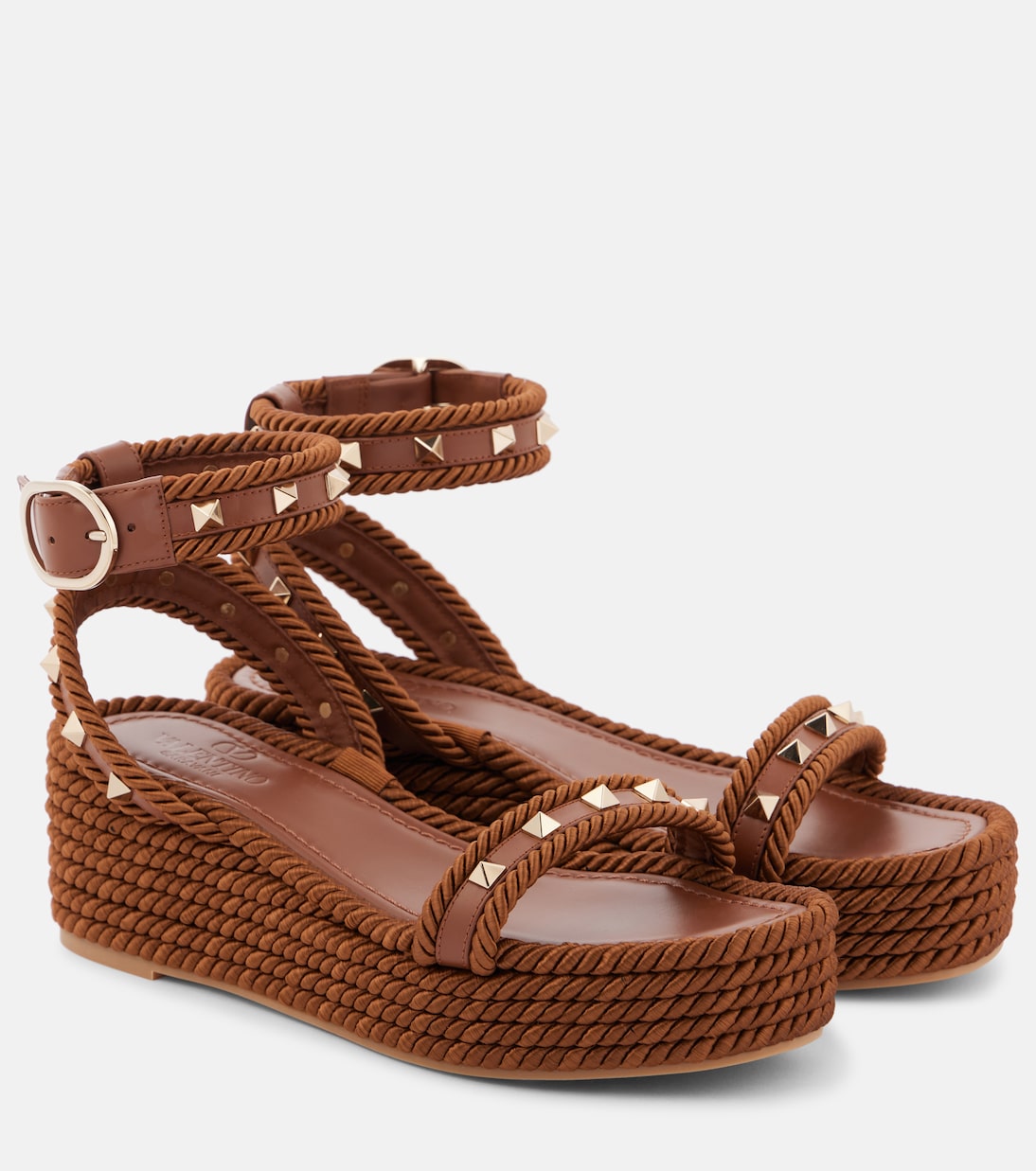 Кожаные эспадрильи Rockstud Torchon Valentino Garavani, Tabacco
