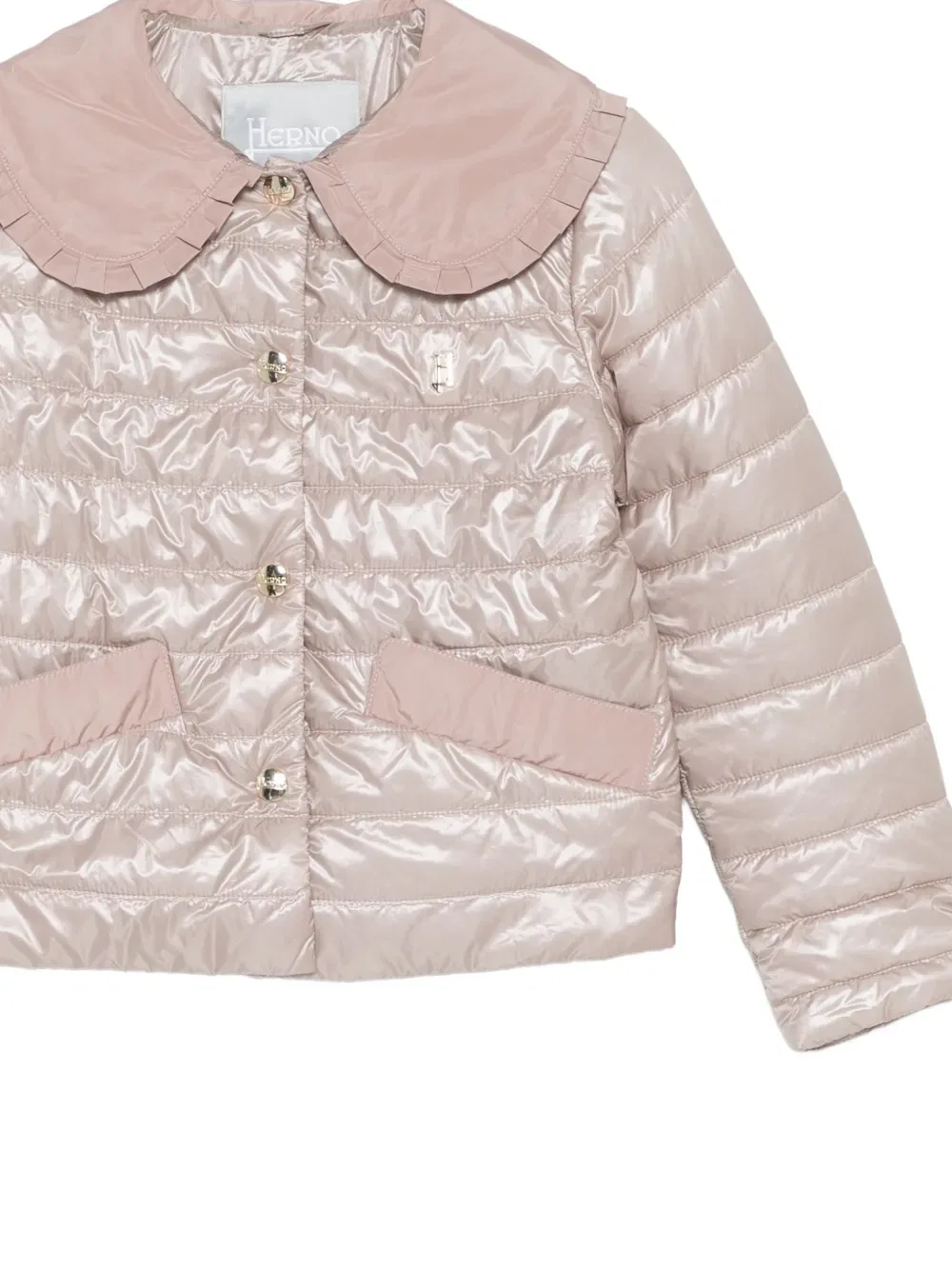 Стеганая куртка с оборками Herno Kids, розовый — фото 3