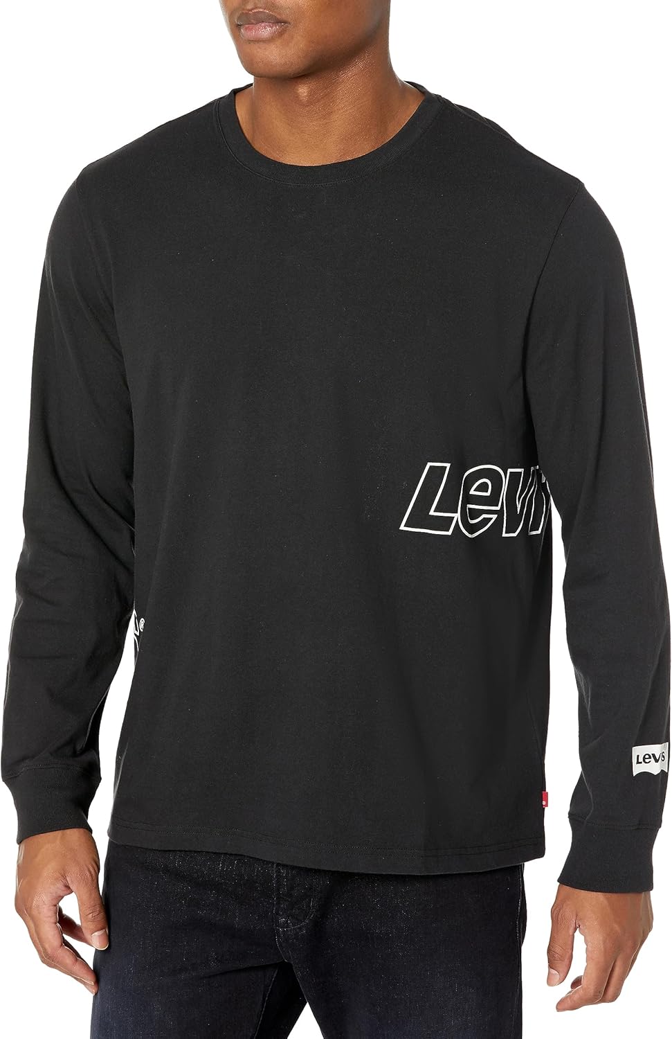 

Мужская свободная футболка с длинным рукавом Levi's с графическим принтом, Double Oblique Logo Caviar