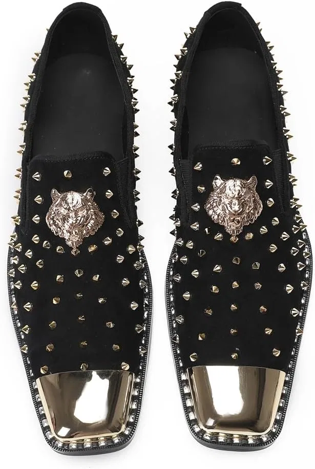 Лоферы с шипами, замшевые, модель Penny Loafers, черный Dacnakby — фото 4
