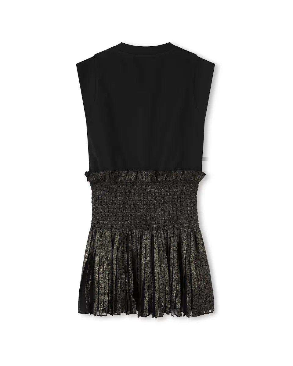 

Комбинированное платье для девочки с короткими рукавами Karl Lagerfeld Kids, черный