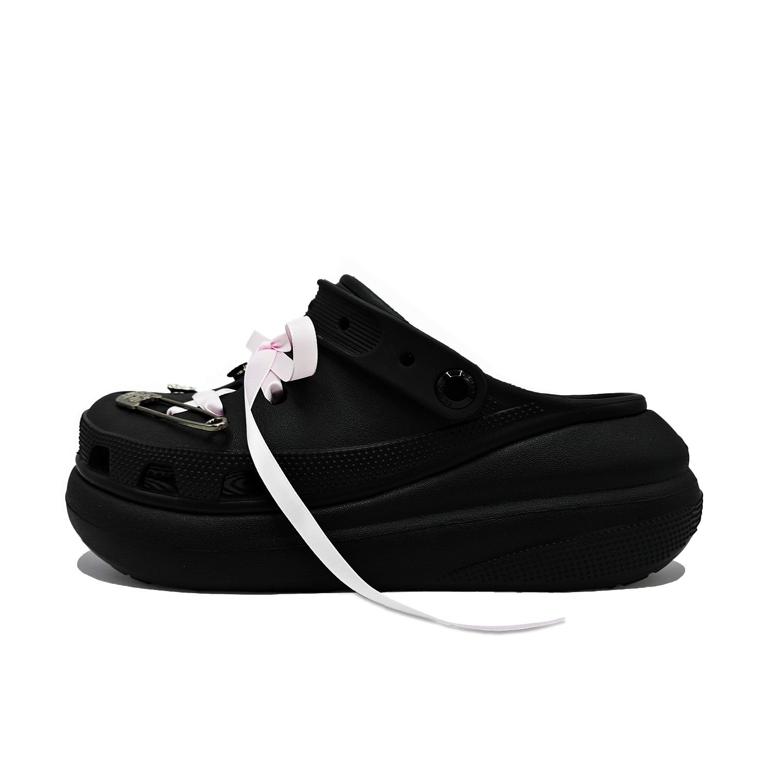 Crocs Классические стеганые клоги Sweetheart с бантиком женские черные, цвет Black