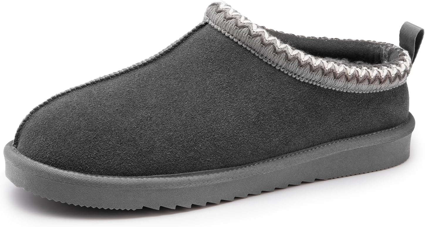 

Мужские пушистые уютные тапочки DREAM PAIRS из натуральной замши для дома и улицы, удобные зимние тапочки на память с мягкой меховой стелькой, теплые и милые, легко надеваются, серый