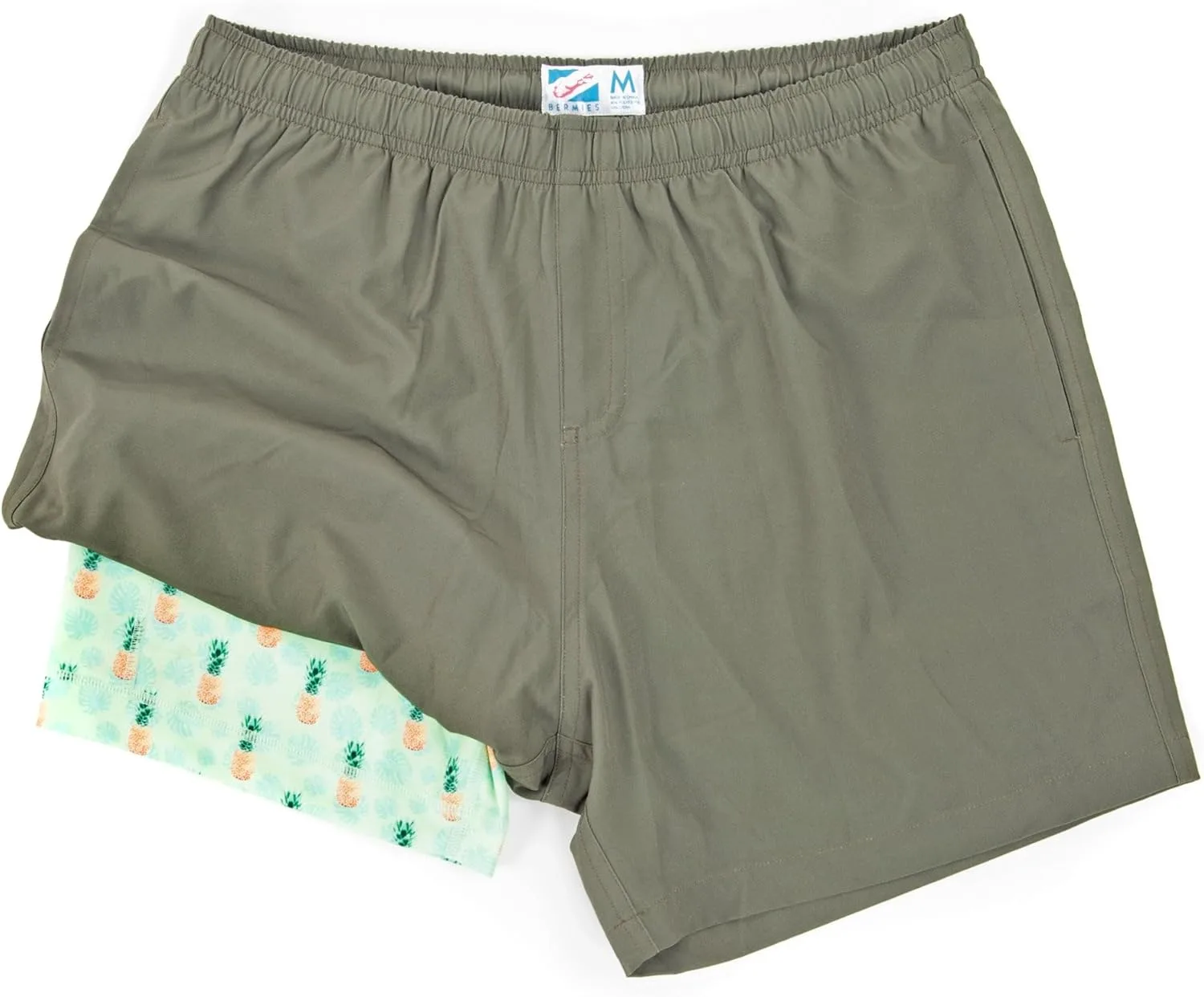 

BERMIES мужские спортивные шорты с компрессионным лайнером - 5.5" длина по внутреннему шву, карман на молнии, держатель для телефона, UPF 50+, экологичная ткань