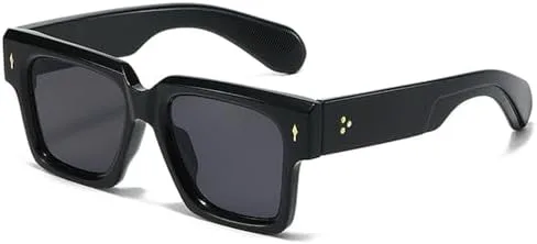 

Большие квадратные солнцезащитные очки для женщин, модные очки с заклепками, солнцезащитные очки UV400 для мужчин, желто-синие солнцезащитные очки MTZJH, Black Gray