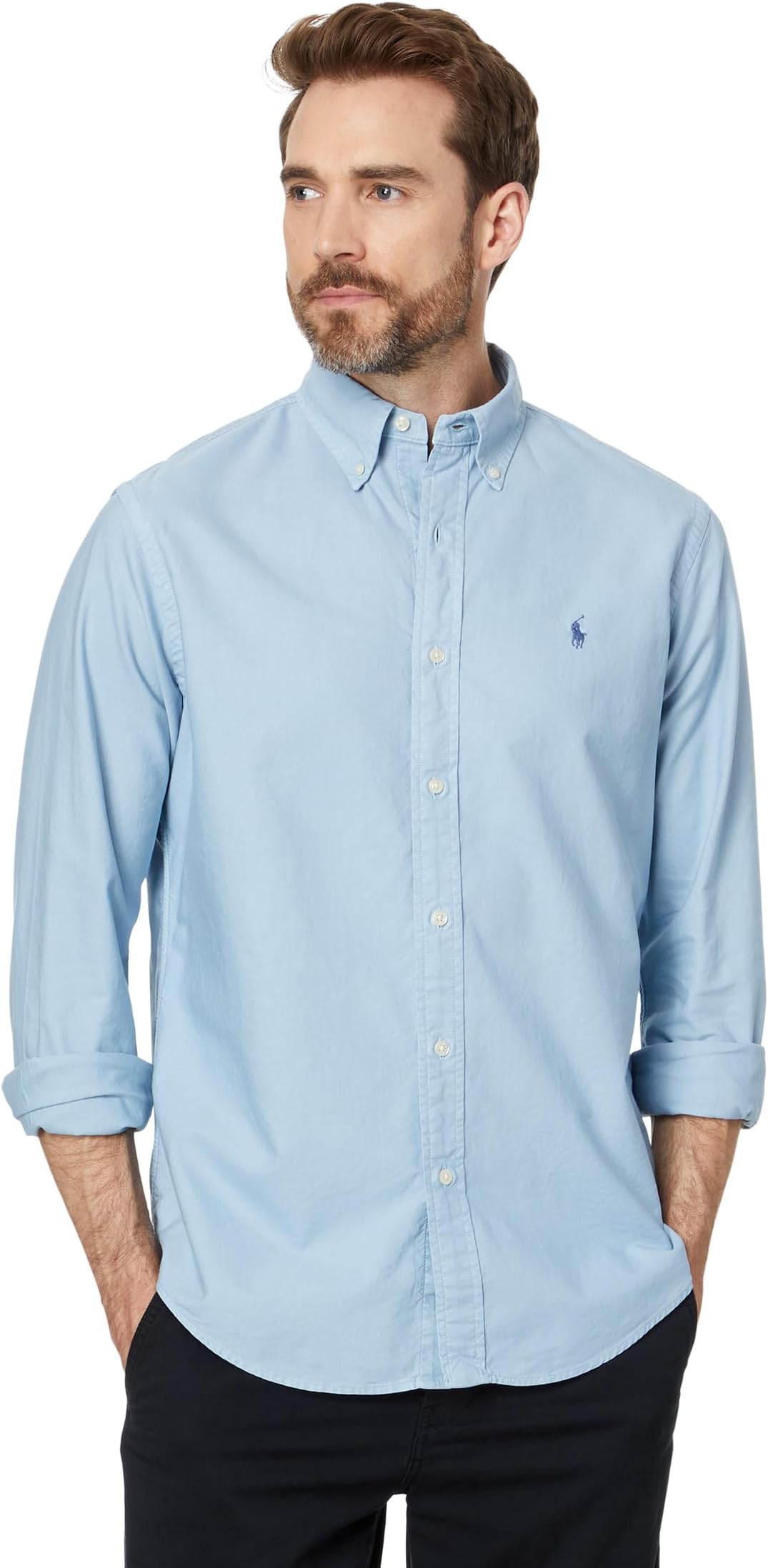 

Рубашка Polo Ralph Lauren Classic Fit Garment-Dyed Oxford Shirt, цвет Estate Blue
