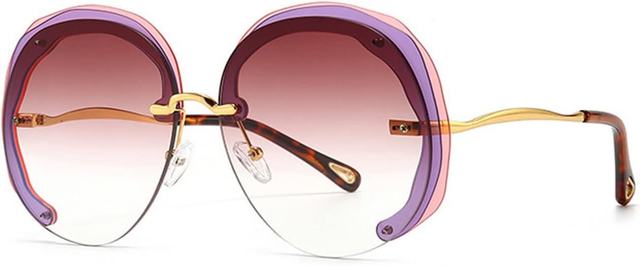 

Уникальные женские солнцезащитные очки COTIA большого размера без оправы, круглые, с прозрачными линзами с градиентом цвета "океан", защита от УФ-излучения UV400, модные мужские солнцезащитные очки, Pink