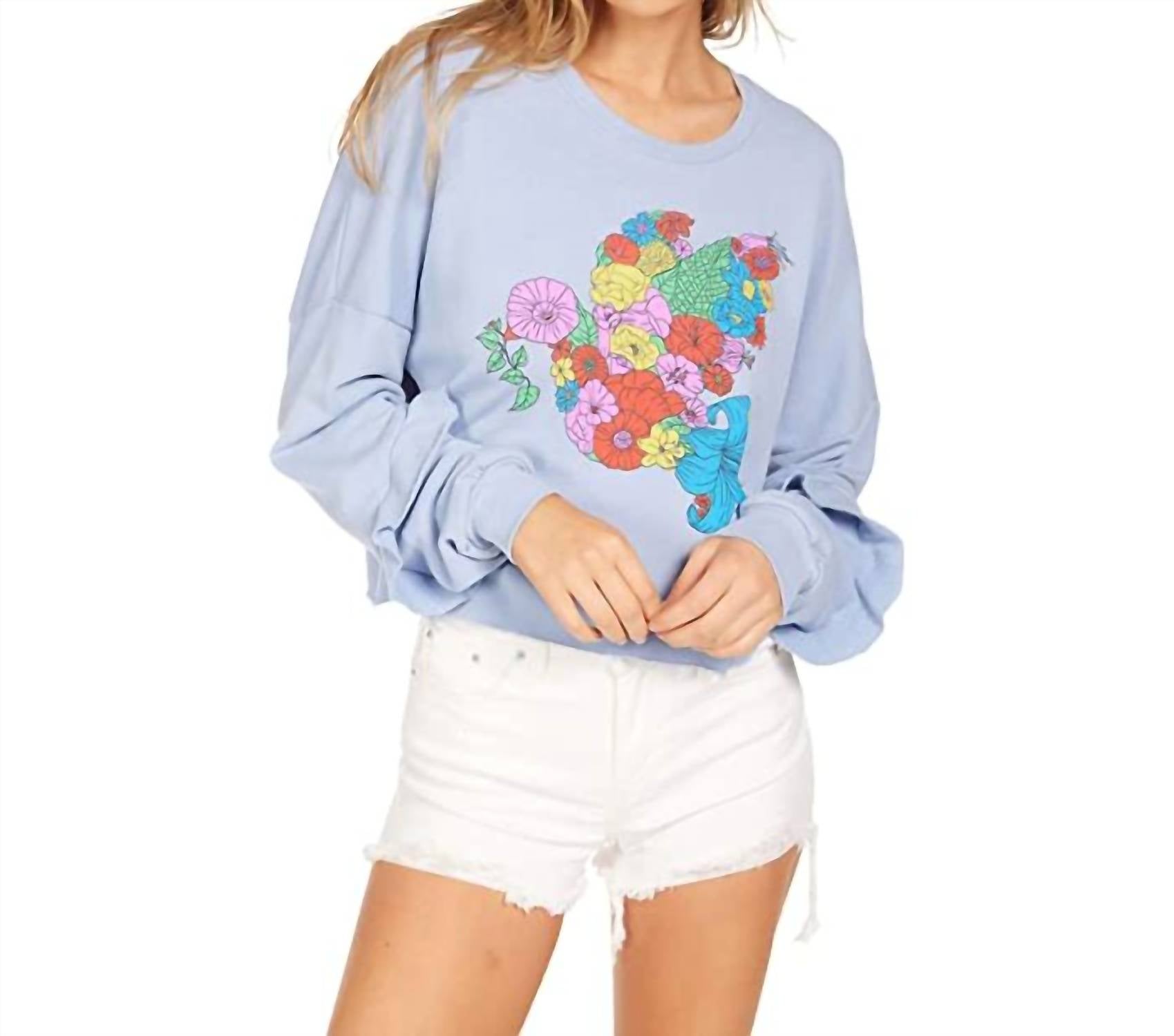 

Укороченный пуловер Chevelle Floral Dove нежно-голубого цвета Lauren Moshi
