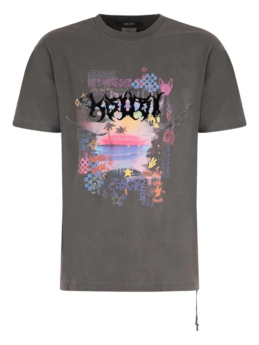 

Футболка с принтом и круглым вырезом Ksubi, серый