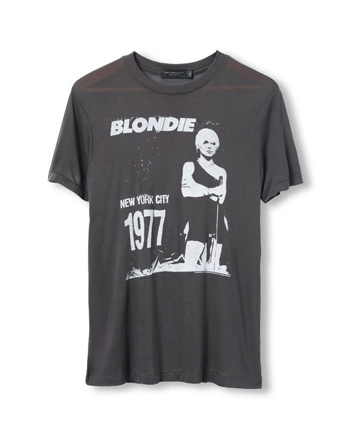

Женская футболка Blondie 1977 Vintage Tissue Junk Food Clothing, серый