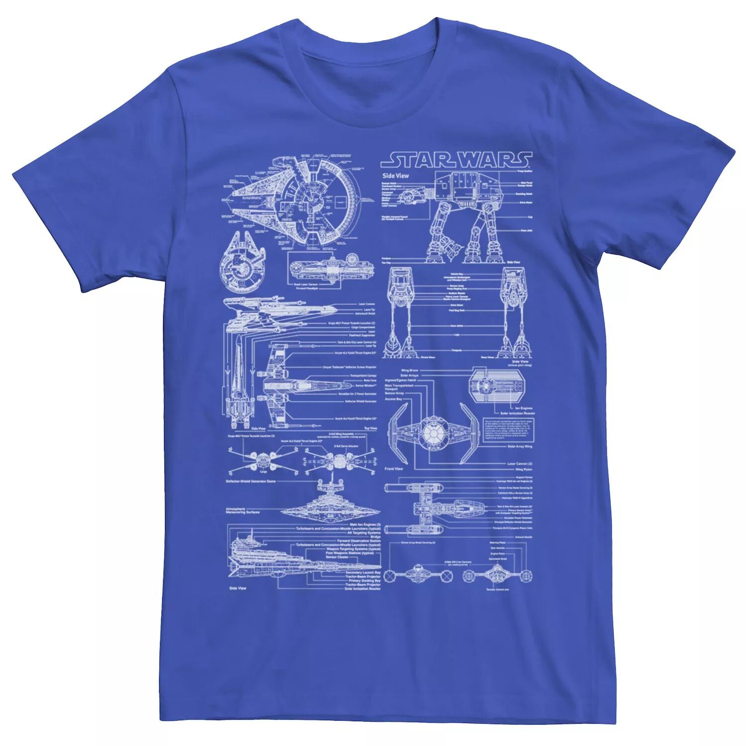 

Мужская футболка Star Wars Falcon Walker X-Wing Tie Fighter Schematic Tee Licensed Character
