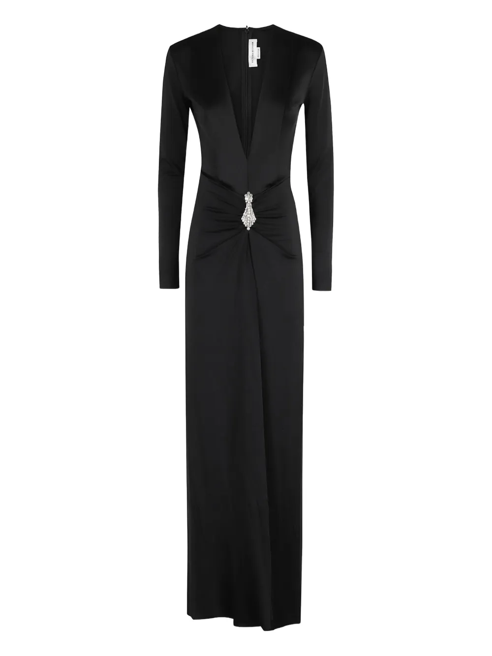 

Платье макси с V-образным вырезом, украшенное драгоценными камнями Victoria Victoria Beckham, черный