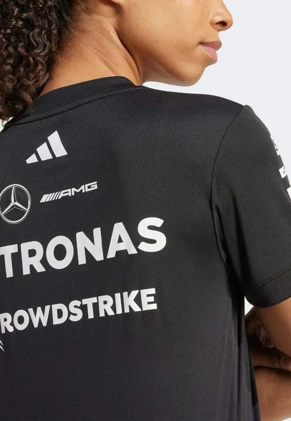 Футболка с принтом mercedes amg petronas formula one team для женщин, черная. Adidas Originals, Black White — фото 4
