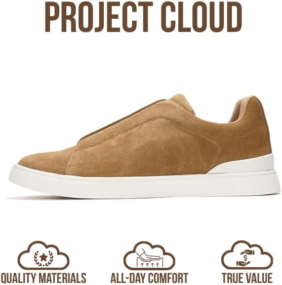 Мужские кроссовки Project Cloud с стелькой из настоящей кожи и памяти формы - легкие и противоскользящие кроссовки для мужчин, повседневные кроссовки без шнурков (Hudson), Camel Genuine Suede — фото 3
