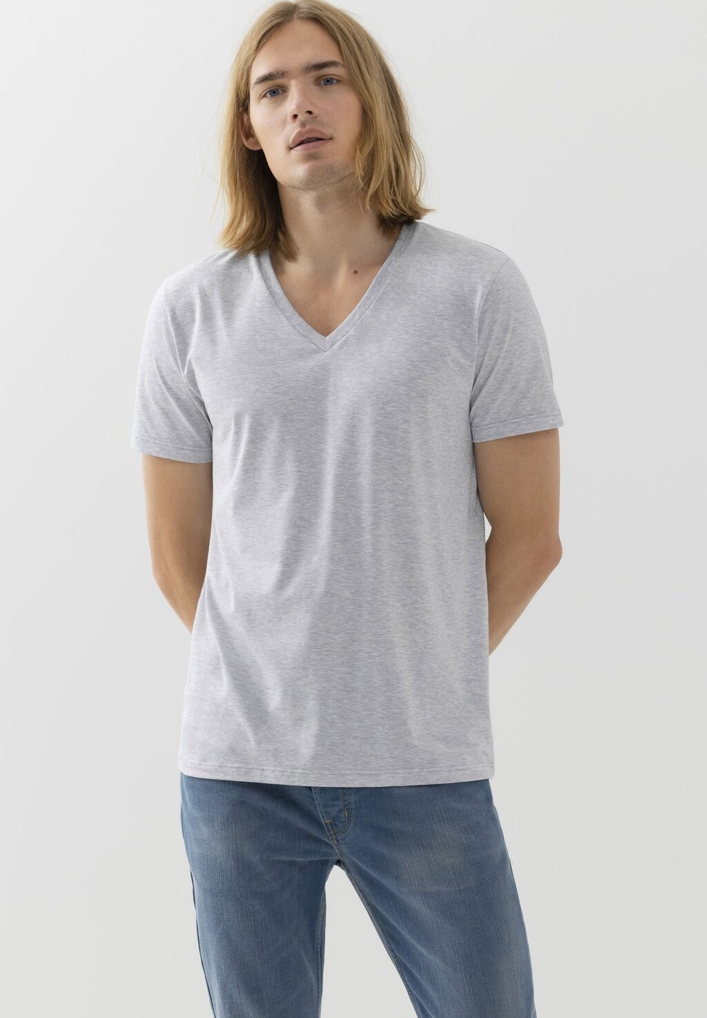 

Футболка базовая V-NECK mey, цвет light grey melange