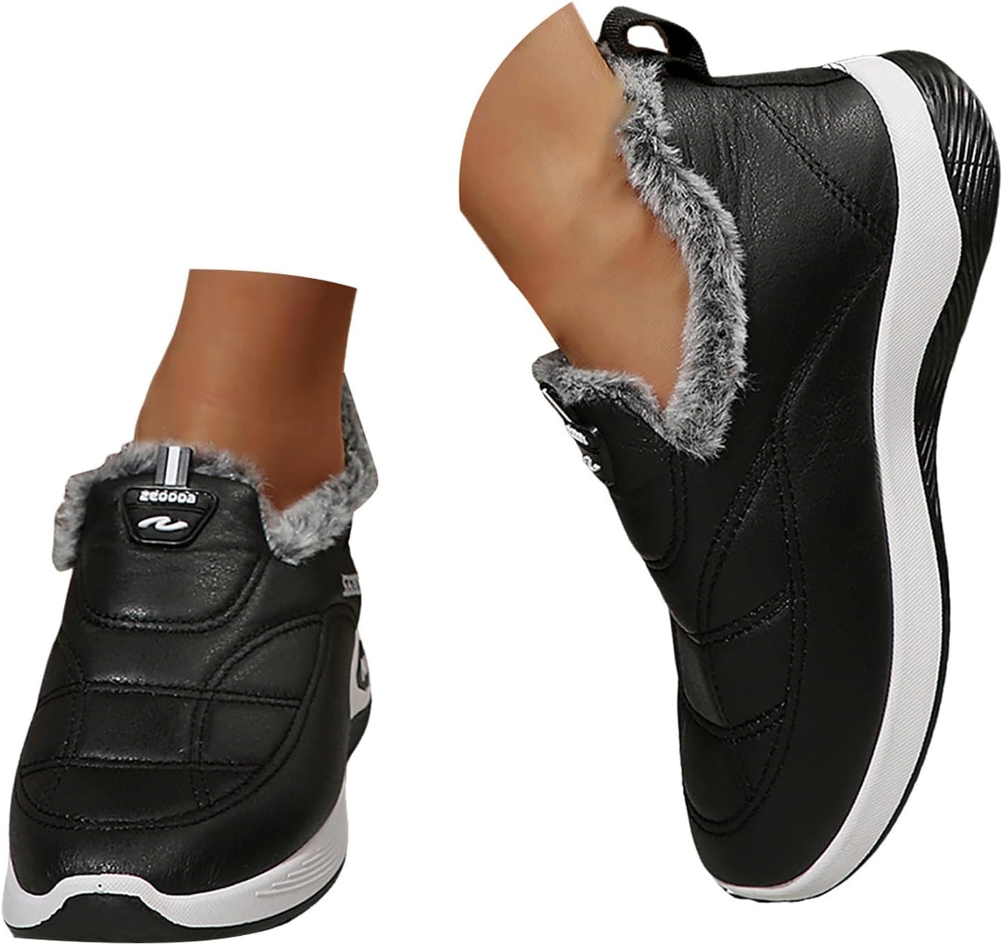 

Зимние ботинки для женщин и мужчин, классические с меховой подкладкой, теплые снегоступы, ботильоны с противоскользящей подошвой, водонепроницаемые, удобные, без шнурков, для прогулок на улице, осенние спортивные кроссовки Jyswoshoe, черный