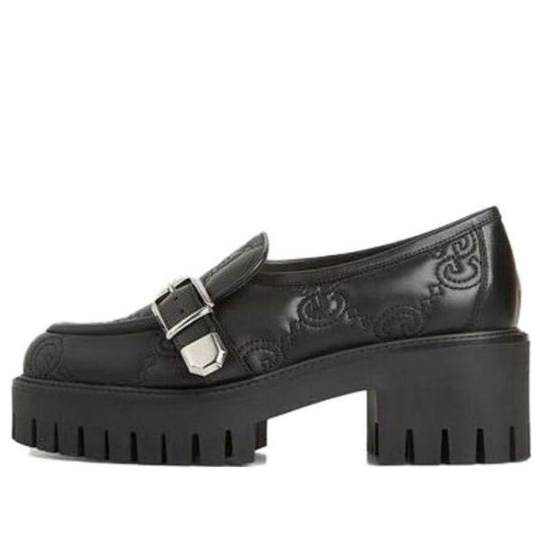 Кроссовки gg matelass slip-on loafers with block heel 'black' Gucci, черный