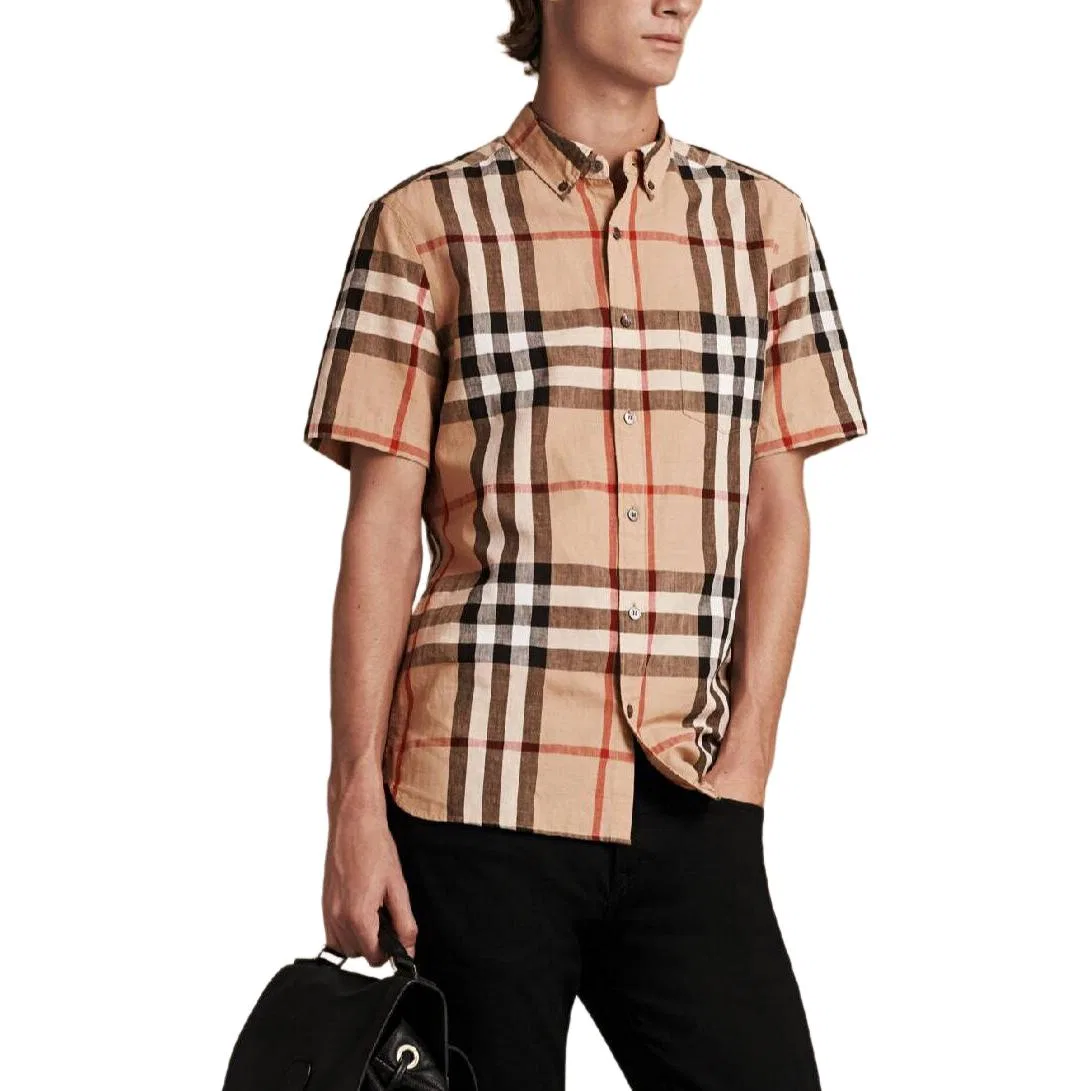 Рубашка мужская Burberry верблюжий Lapel Moderate