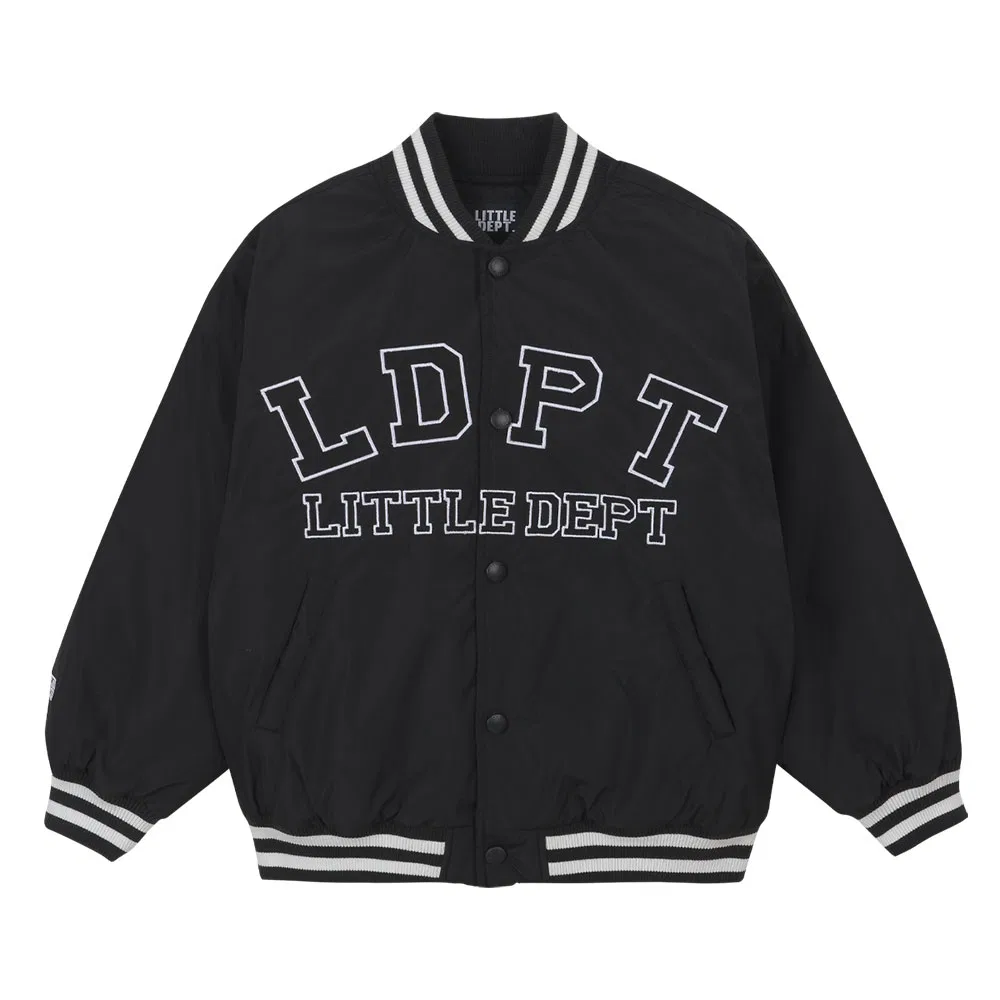 Детская куртка-бомбер Alpha Varsity чёрная от Little Dept