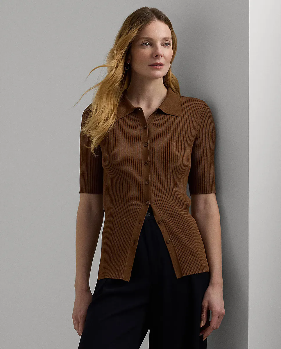 

Женский кардиган рубчатой ​​вязки на пуговицах Lauren Ralph Lauren, коричневый
