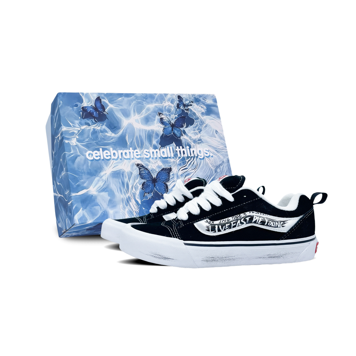

Vans Кроссовки Knu Skool Low Top скейтбордические унисекс черно-белые, цвет Black White